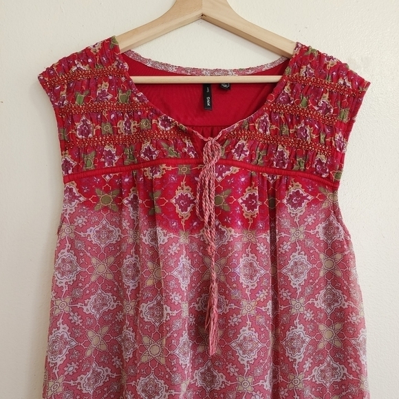 MANGO Boho Beaded Drop Waist Tunic Dress Large - Picture 3 of 10